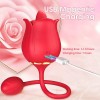 Tongue Licking Vibrator Rose Sex Toy with Vibrating Egg 2 in 1 Nipple Sucker Oral Sex Vibrating Ball