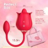 Tongue Licking Vibrator Rose Sex Toy with Vibrating Egg 2 in 1 Nipple Sucker Oral Sex Vibrating Ball