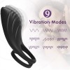 Vibrating Cock Double Ring 9 Vibration Modes Longer Lasting Erections Wireless Remote Control Rechargeable Waterproof