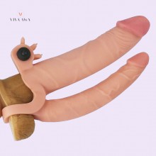 Vibrating Double Penis Sleeve With Dildo Anal Sex Toy India