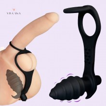 Vibrating Plug with Cock Ring 10 Speed Waterproof