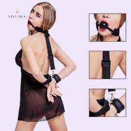 Ball Gag With Leather Handcuffs Bondage BDSM Sex Toy India