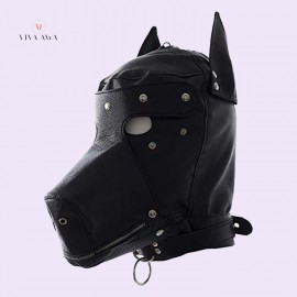 BDSM Hood Dog Mask Head Harness Sex Slave Collar Leash Mouth Gag Blindfold