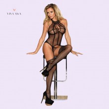 Bodystocking Lace Collared Black Fishnet Indian Sexy Lingerie