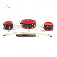 Bondage Collar Leash Wrist Cuffs Nipple Clamps Restraints BDSM Set India