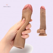 Brown Realistic Penis Enlargement In India Penis Sleeve Soft Liquid Silicone