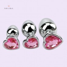 Jeweled Heart Metal Beginner Plug Set