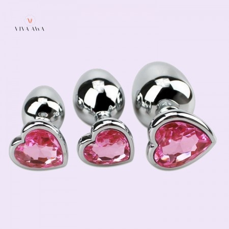 Jeweled Heart Metal Beginner Plug Set