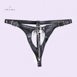 Chastity Belt Female Underwear Locked Leather Device Knickers