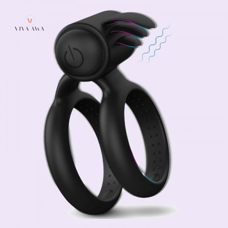 Cock Ring India Double Vibrating Ring Erection Enhancing Sex Toy for Man Couples