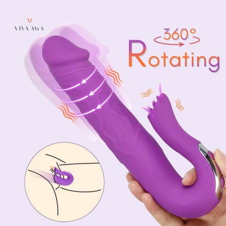 Dildo Tongue Vibrator India G-Spot Vibrator 3 Rotating 9 Vibrating Modes Clitoris Stimulator Women Couple Sex Toy