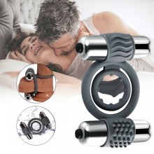 Double Bullet Penis Ring Vibrating Cock Ring Delay Ejaculation Adult Game Toy