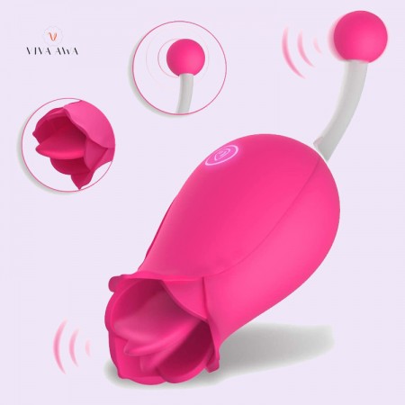 Female Masturbation India 2 in 1 Tongue Stimulator Vaginal Breast Nipple Massager Orgasm Adult Sex Toy 