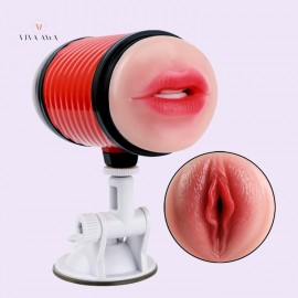 Hand Free Automatic Fuck Vibrating Male Masturbator Artificial Vagina And Mouth Double Ends Masturbation Cheap Sex Toys Online India