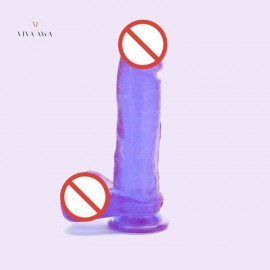 Jelly Studs 8 Inch Non Vibrating Dildo Purple