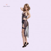 Long Transparent Plus Size Lingerie Dress With Side Open