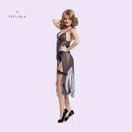  Long Transparent Plus Size Lingerie Dress With Side Open