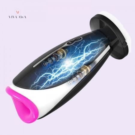 Male Masturbation India Double Motor 12 Vibration Modes Masturbator Cup Blow Job With Female Moans