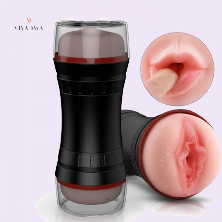 Male Masturbator Cup 2 in 1 Pocket Pussy 3D Realistic Vagina Oral India Adult Sex Toy for Man