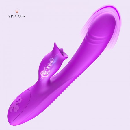 Rabbit Vibrator India 10 Vibrations 7 Pulsations Tongue Licking Dual Stimulation Clit Stimulator