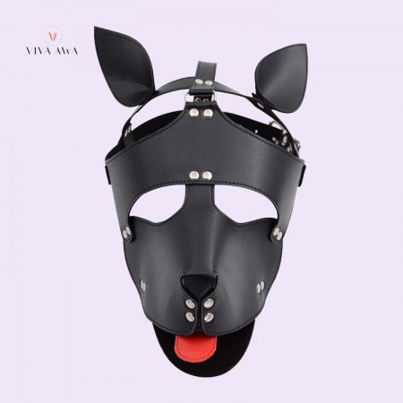 Restraints Full Face Hood Mask Slave Head Harness Dog Mask Bondage 