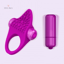 Silicone Vibrating Penis Ring Sex Toys for Couple Purple