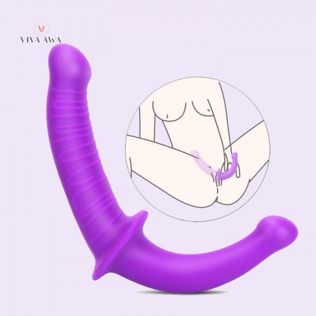 Strapless Strap-on Dildo Double Dong India Adult Lesbian Sex Toy 