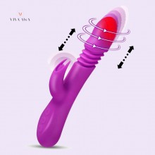 Thrusting Rabbit Vibrator India with 3 Powerful Thrusting Intensities 9 Vibration Modes Heating for G-Spot Clit Stimulation Sex Toy for Women