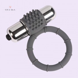 Vibrating Penis Ring Bullet Vibrator Cock Ring Sex Toys Grey