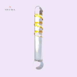 Yellow Swirl Glass Wand Dildo Sex Toy For Female