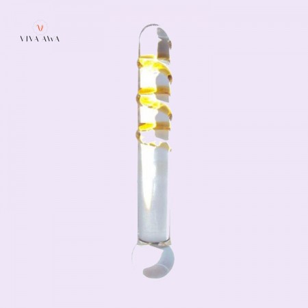 Yellow Swirl Glass Wand Dildo Sex Toy For Female