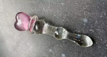 Cutest Glass Dildo: Pink Heart Magic Stick Glass Dildo