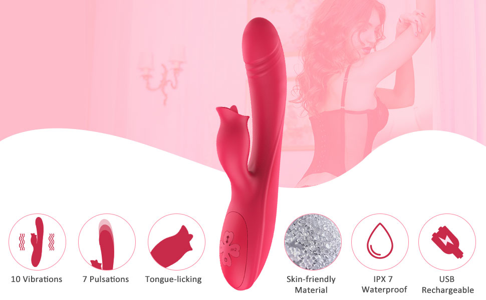 Rabbit Vibrator India 10 Vibrations 7 Pulsations Tongue Licking Dual Stimulation Clit Stimulator