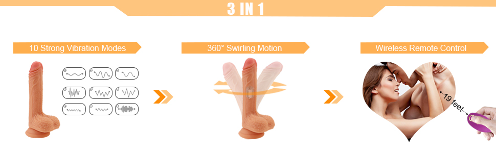 7Inch 18CM Vibrating Dildo India Realistic Dual Density Dildo 10 Strong Wireless Vibration 360°Swirling Motion Penis Sex Toy